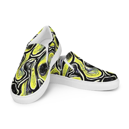 Blacklight Ribbons on a Men's Slip-On Canvas Shoes