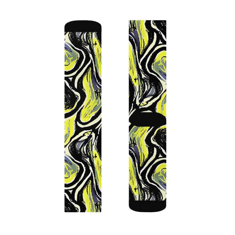 Blacklight Ribbons on Socks — Left Sock