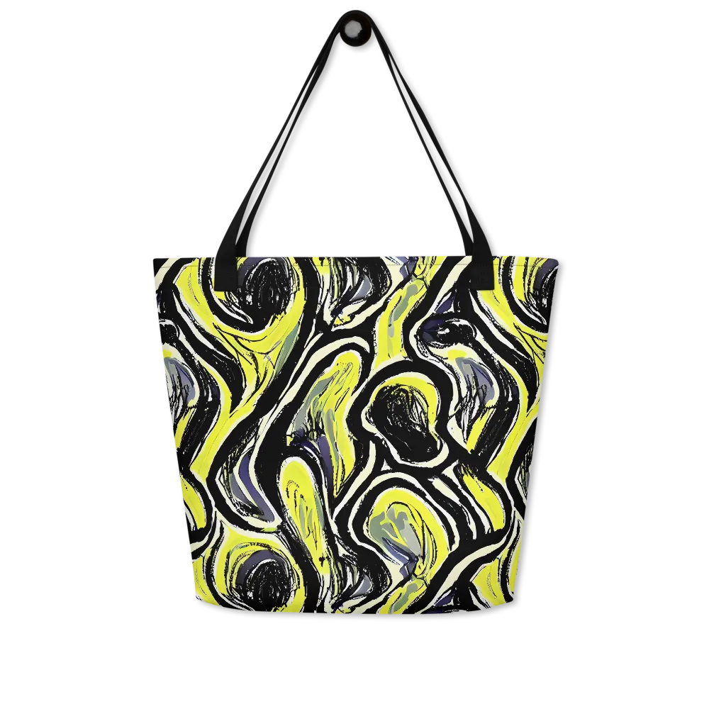 Blacklight Ribbons on Large Tote Bag W/ Pocket — Front