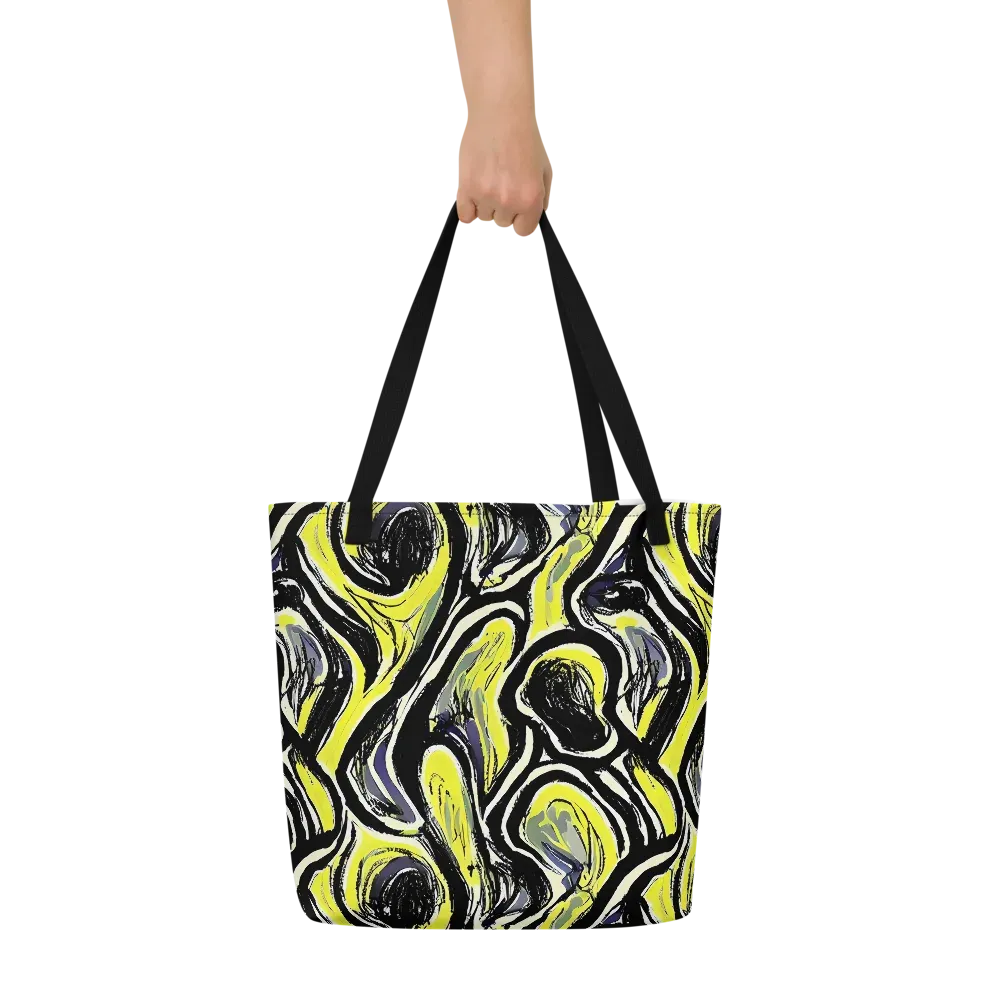 Blacklight Ribbons on Large Tote Bag W/ Pocket — Front