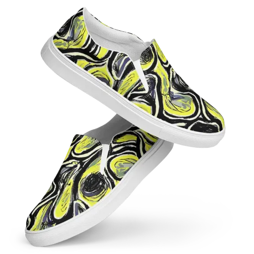 Blacklight Ribbons on a Women's Slip-On Canvas Shoes