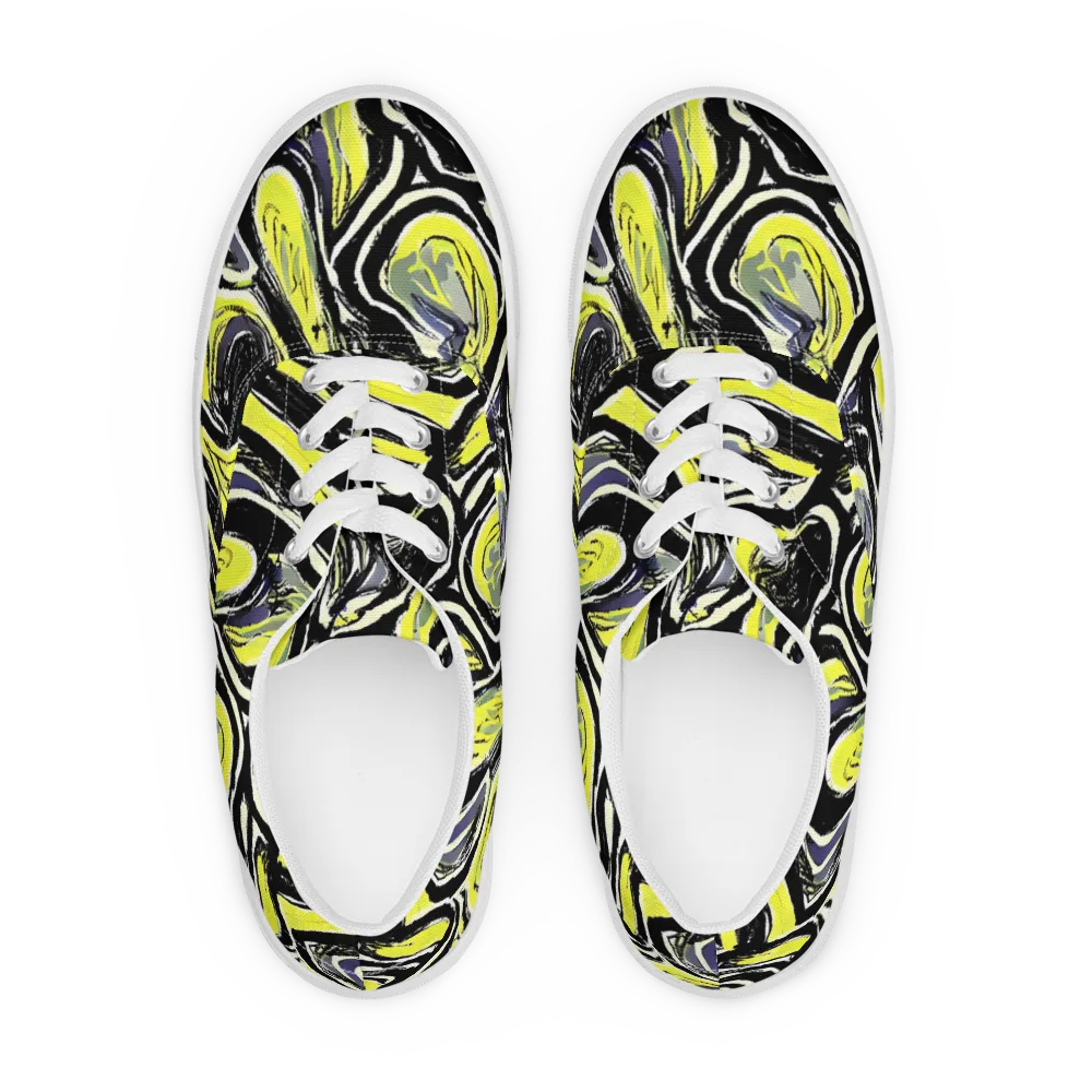 Blacklight Ribbons on Men's Lace-Up Canvas Shoes — Front