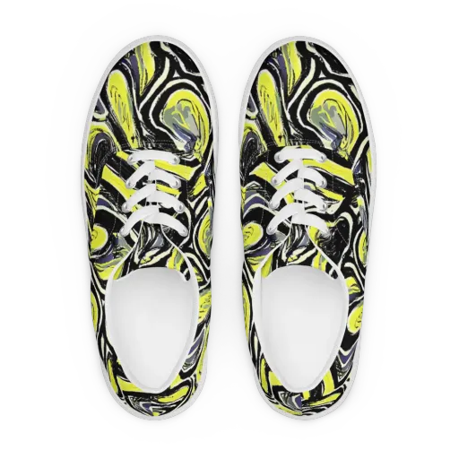 Blacklight Ribbons on a Men's Lace-Up Canvas Shoes