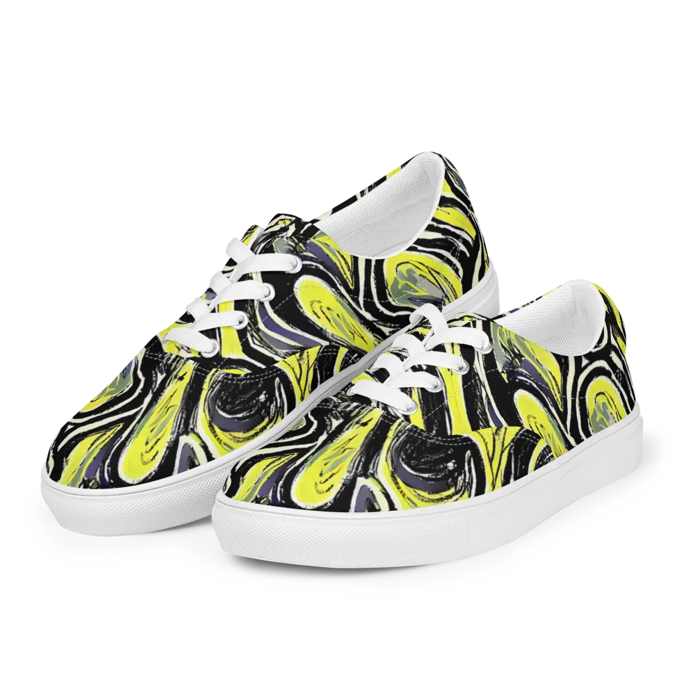 Blacklight Ribbons on Men's Lace-Up Canvas Shoes — Left Front
