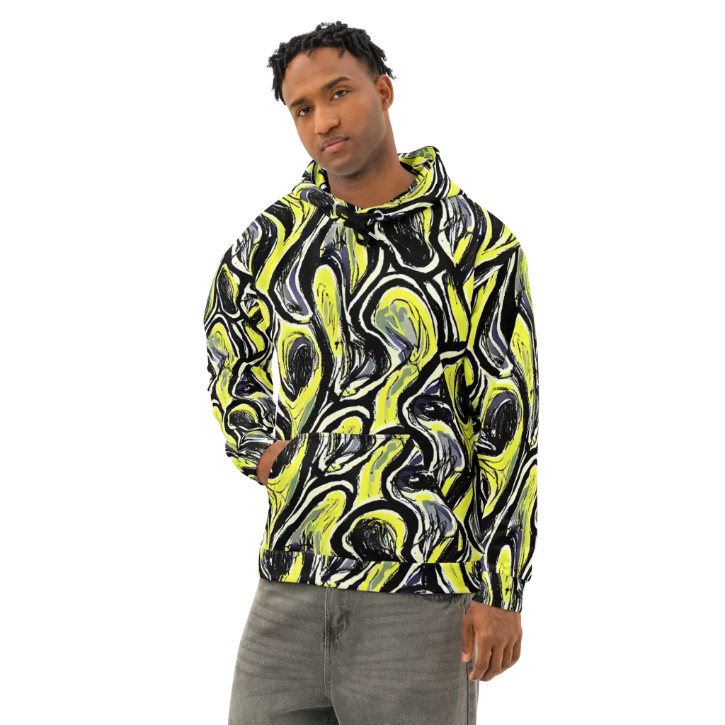 Blacklight Ribbons on Cotton Hoodie — Left Front