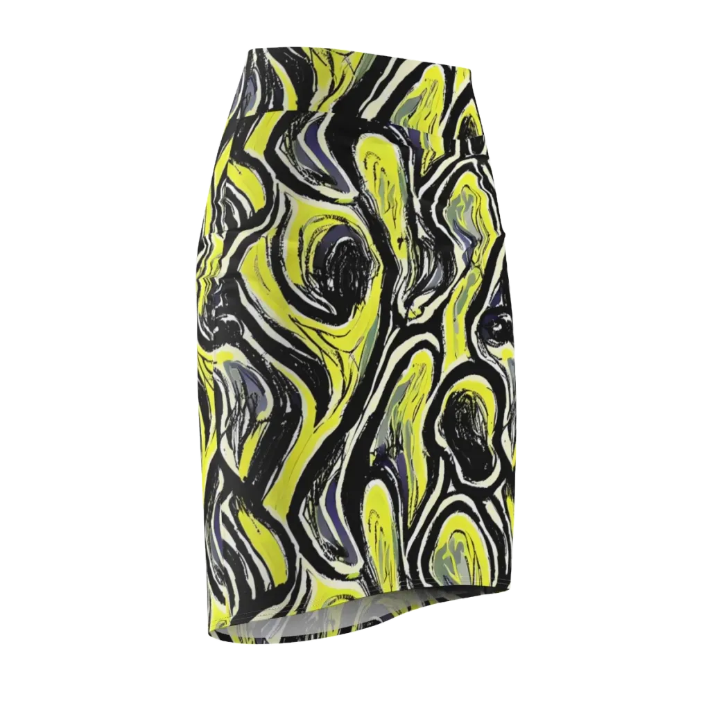 Blacklight Ribbons on Pencil Skirt — Front Side