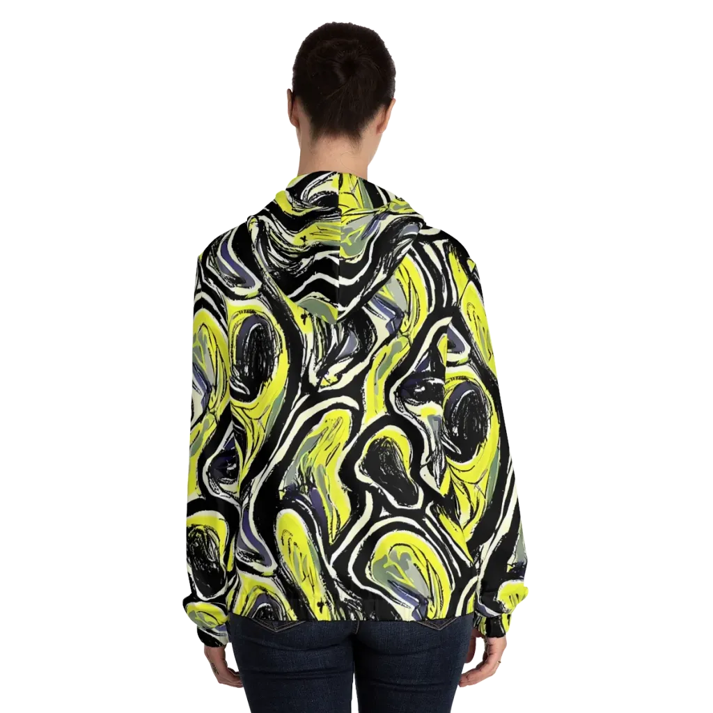 Blacklight Ribbons on Women's Full-Zip Hoodie — Back On Person