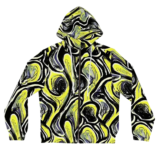 Blacklight Ribbons on a Women's Full-Zip Hoodie