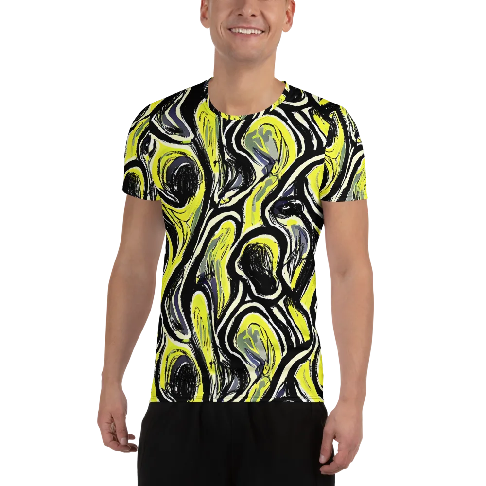 Blacklight Ribbons on Men's Athletic T-Shirt — Front