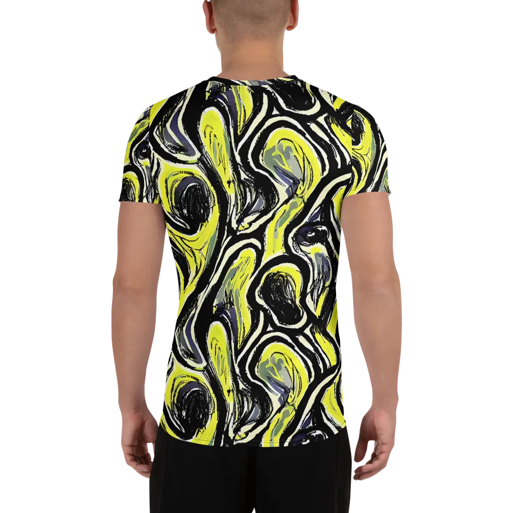 Blacklight Ribbons on Men's Athletic T-Shirt — Back
