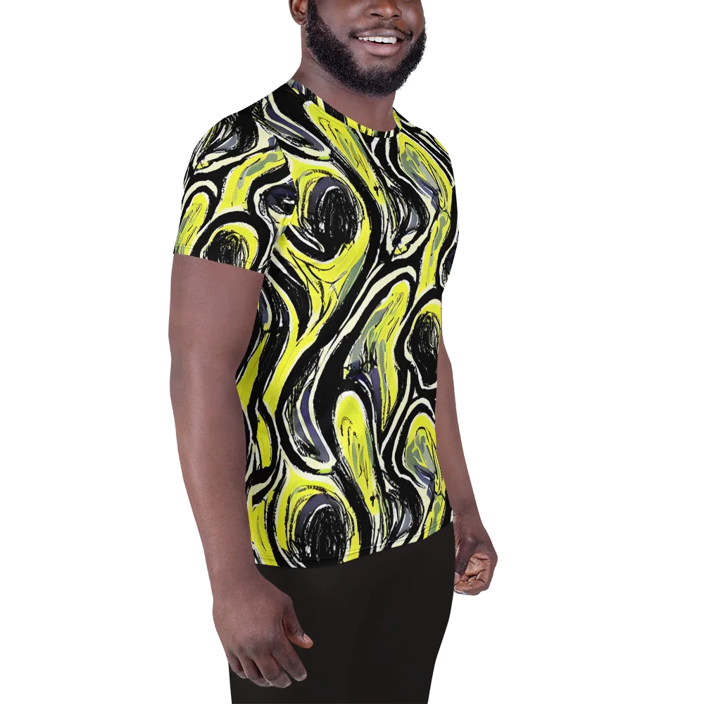 Blacklight Ribbons on Men's Athletic T-Shirt — Right