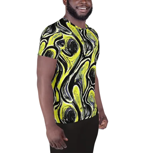 Blacklight Ribbons on a Men's Athletic T-Shirt