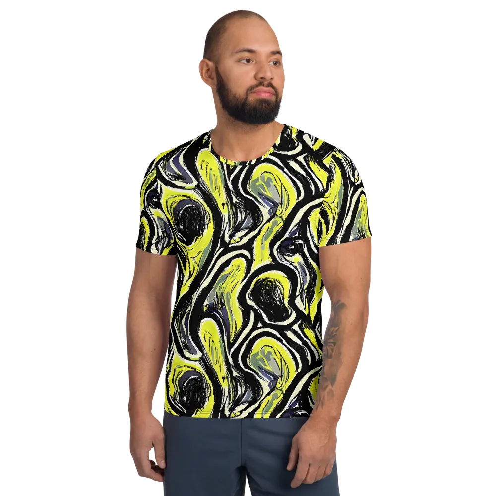 Blacklight Ribbons on Men's Athletic T-Shirt — Front