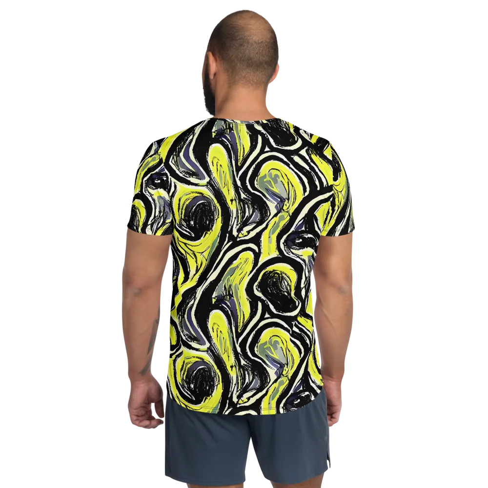 Blacklight Ribbons on Men's Athletic T-Shirt — Back