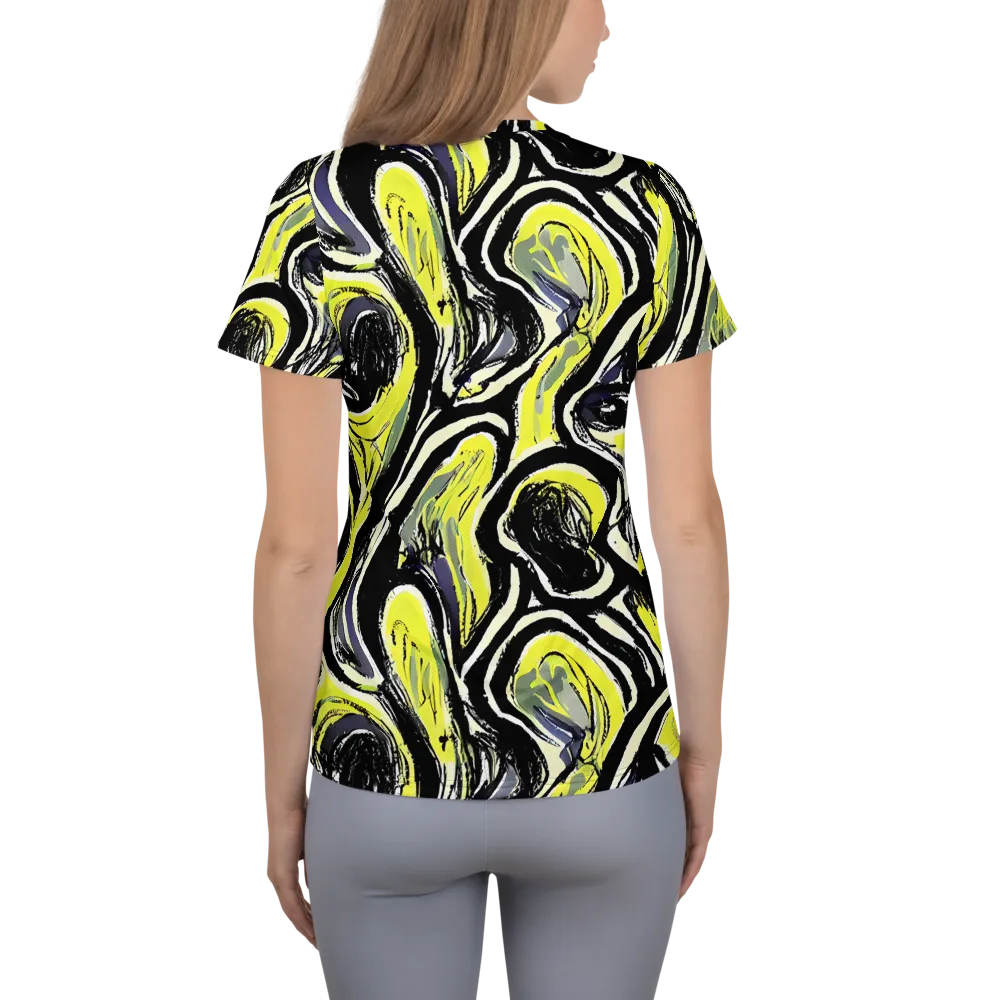 Blacklight Ribbons on Women's Athletic T-Shirt — Back