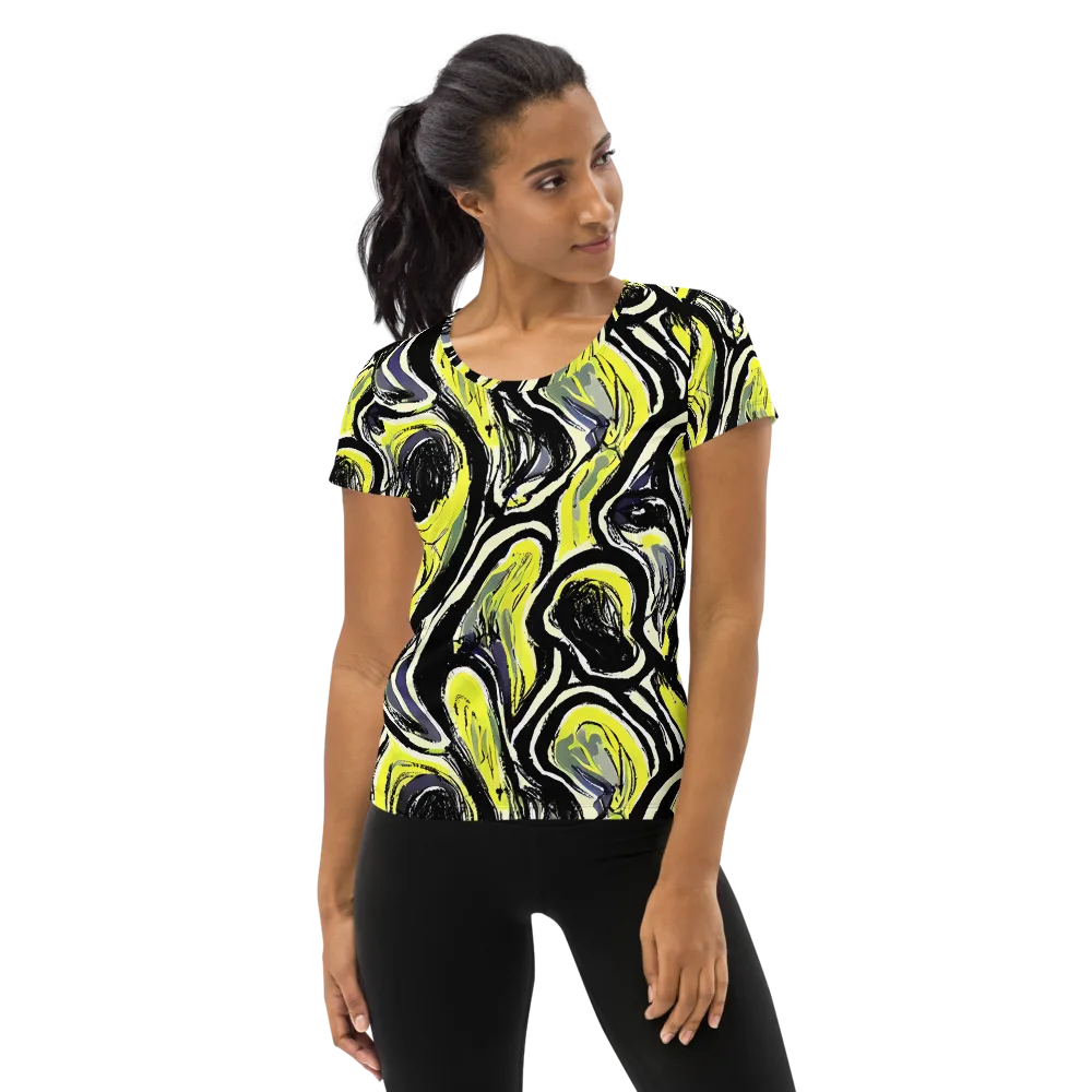Blacklight Ribbons on Women's Athletic T-Shirt — Front
