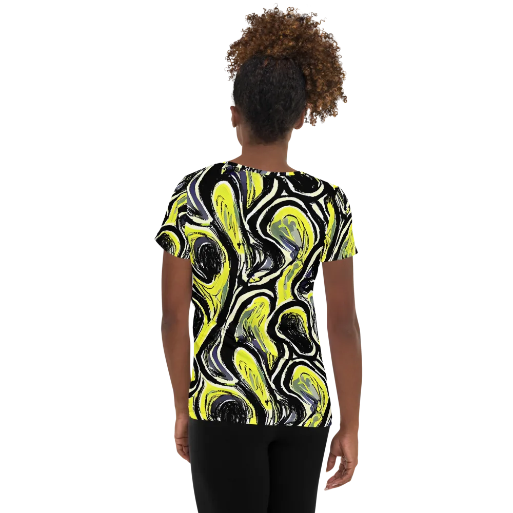 Blacklight Ribbons on Women's Athletic T-Shirt — Back