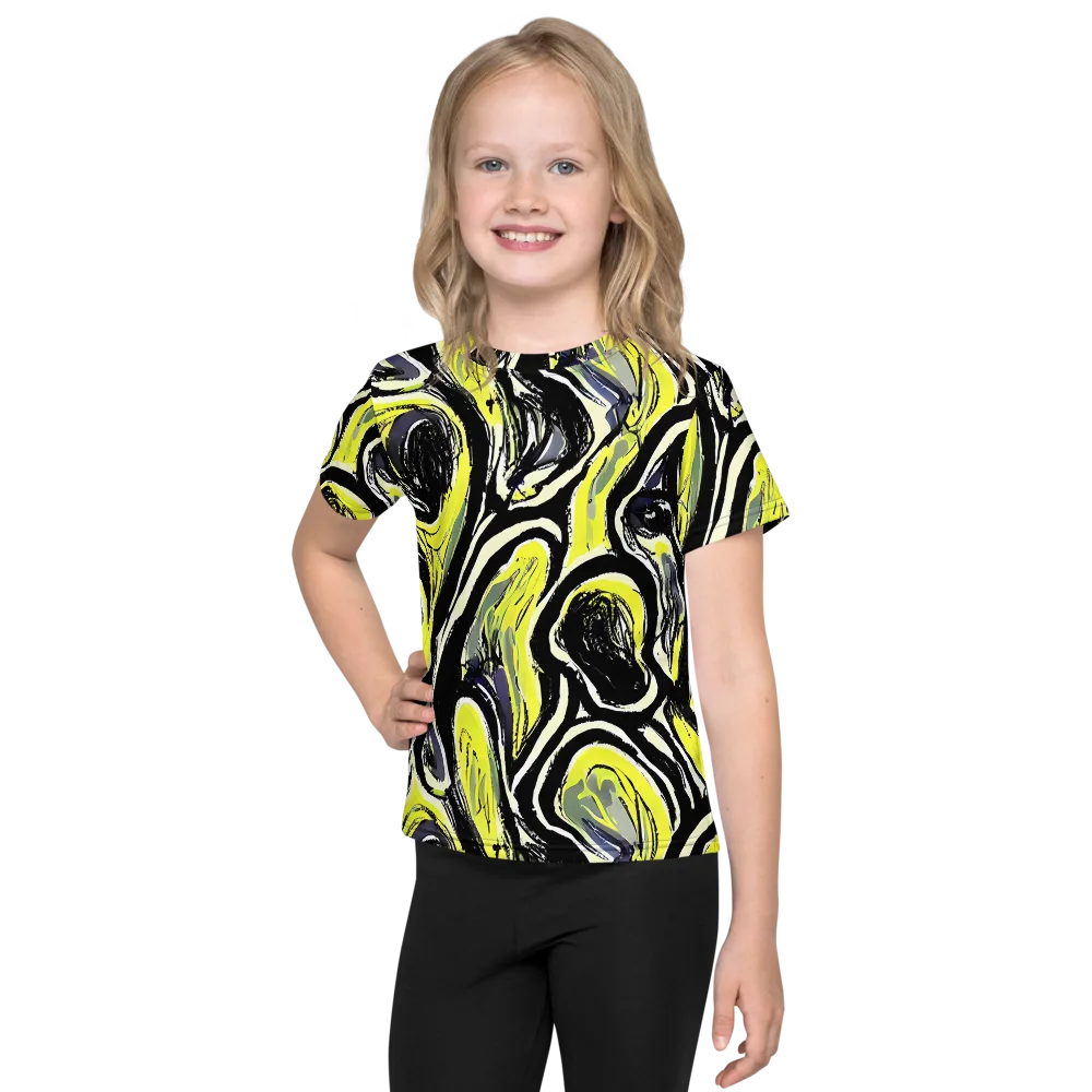 Blacklight Ribbons on Kids Crew Neck T-Shirt — Front