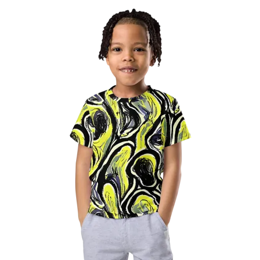 Blacklight Ribbons on a Kids Crew Neck T-Shirt