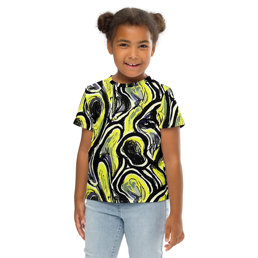 Blacklight Ribbons on Kids Crew Neck T-Shirt — Front