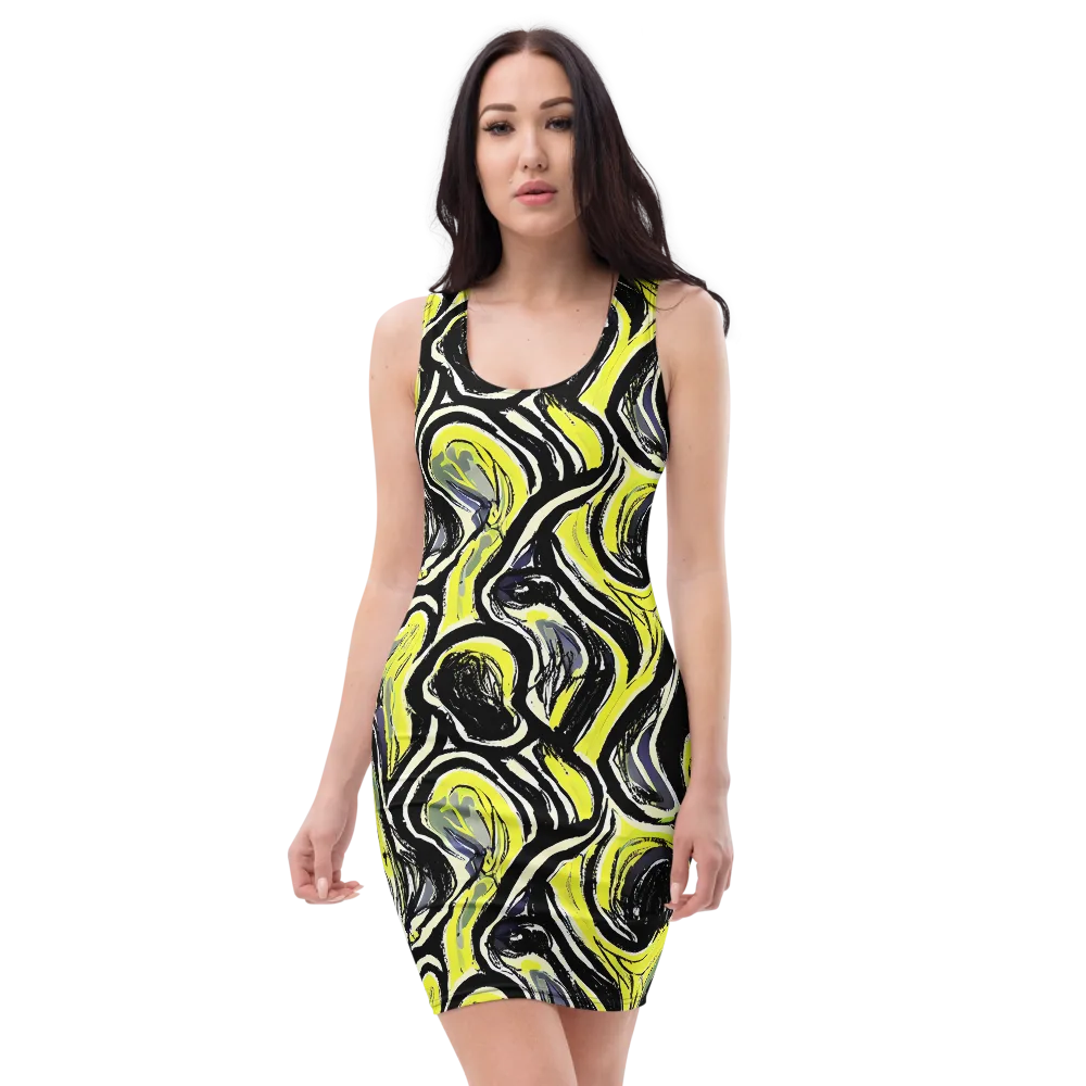 Blacklight Ribbons on Bodycon Dress — Front