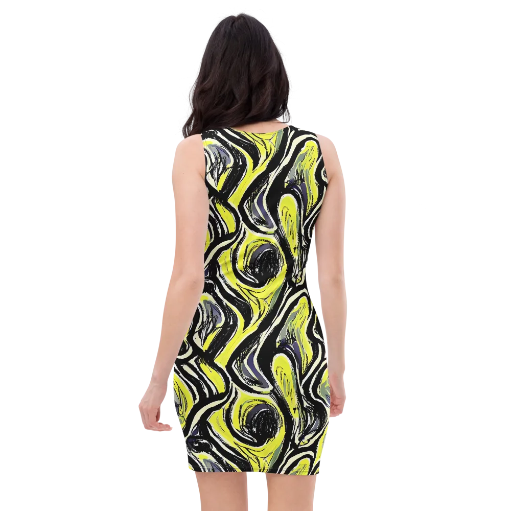 Blacklight Ribbons on Bodycon Dress — Back