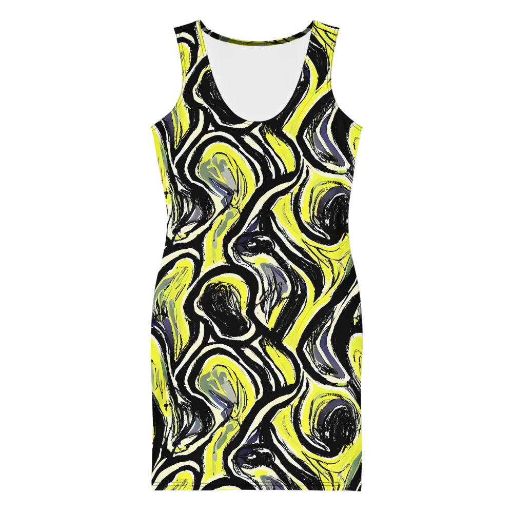 Blacklight Ribbons on Bodycon Dress — Front