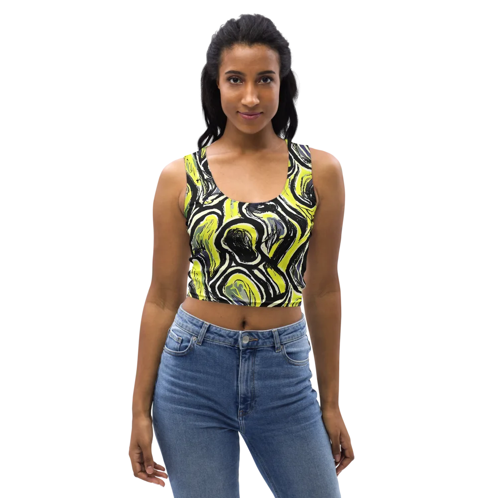 Blacklight Ribbons on Crop Top — Front