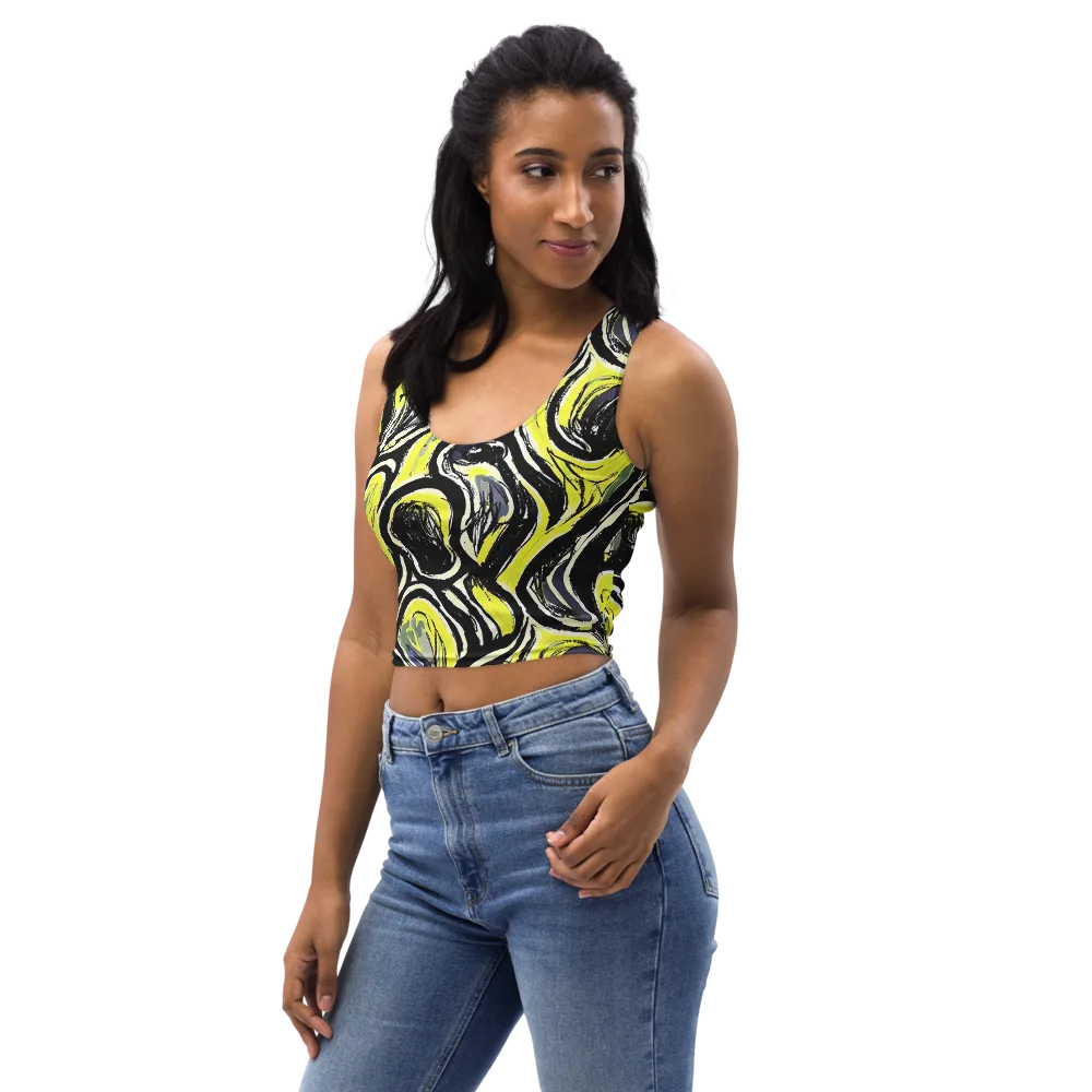Blacklight Ribbons on Crop Top — Left Front