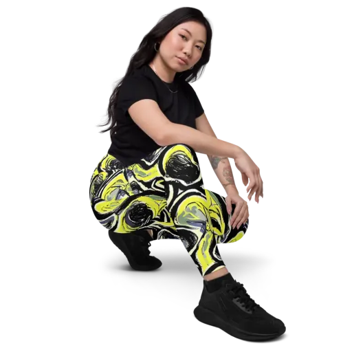 Blacklight Ribbons on a Leggings with Pockets