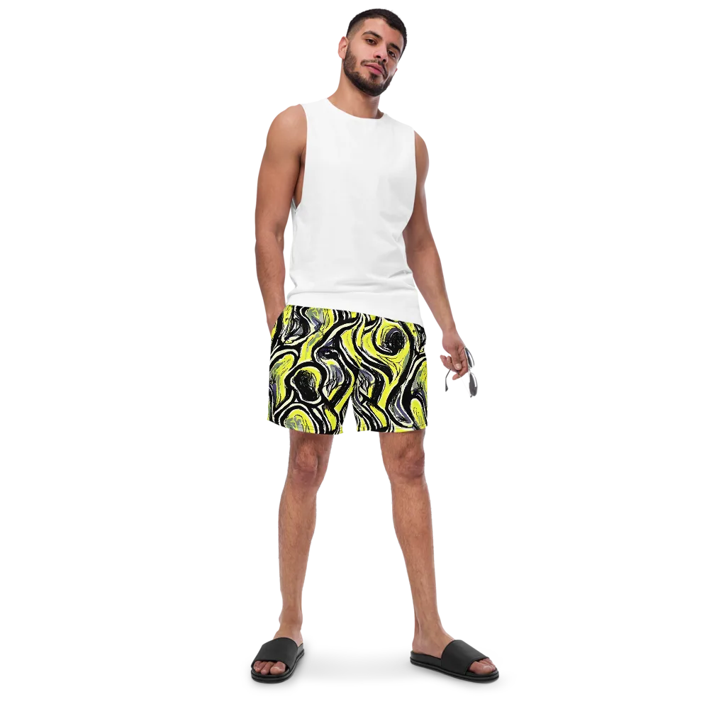 Blacklight Ribbons on Swim Trunks — Front