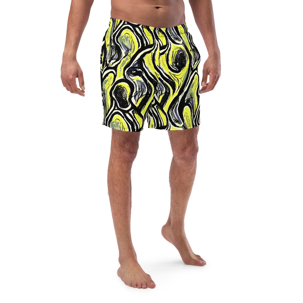 Blacklight Ribbons on Swim Trunks — Front