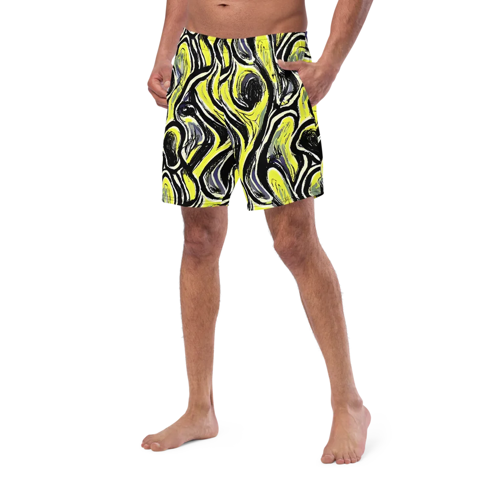 Blacklight Ribbons on Swim Trunks — Left Front
