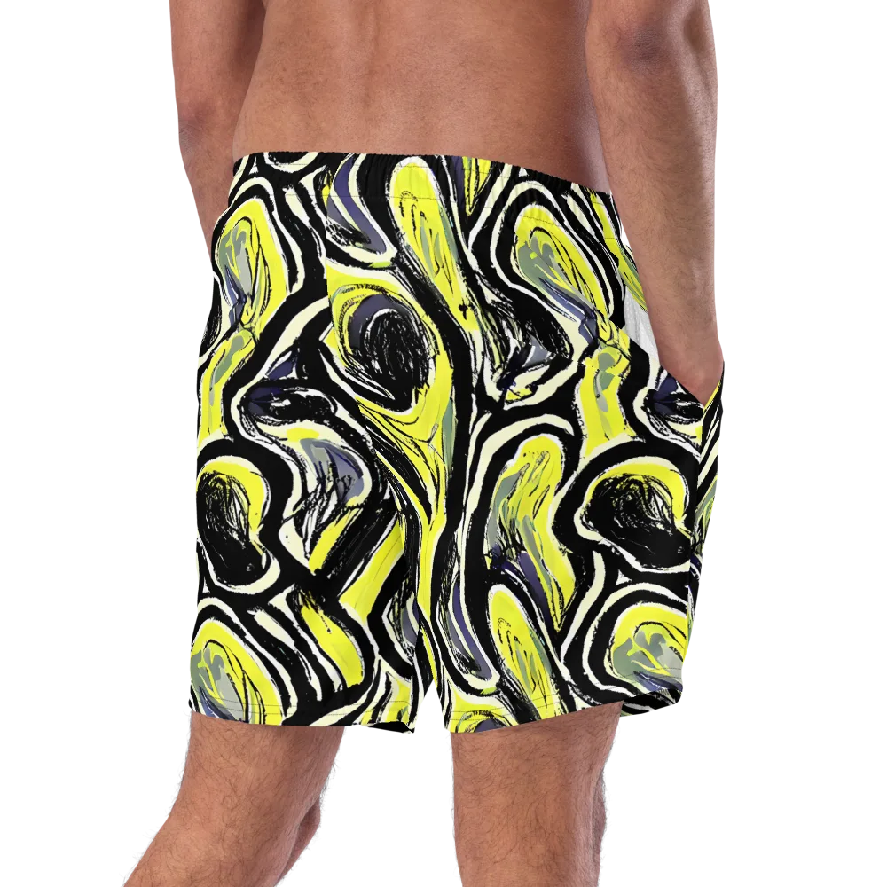 Blacklight Ribbons on Swim Trunks — Right Back