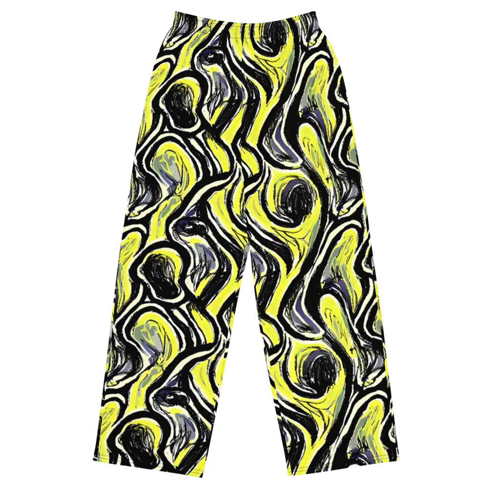 Blacklight Ribbons on Wide-Leg Pants — Front