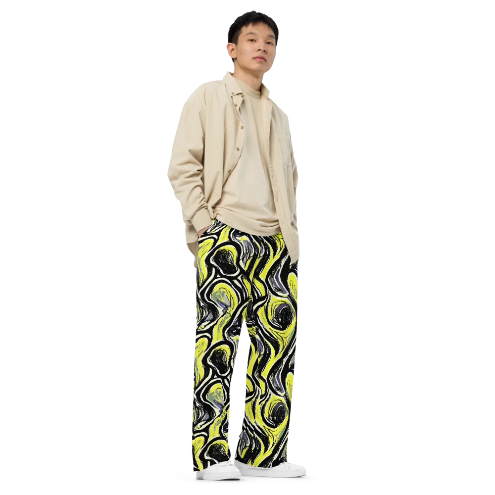 Blacklight Ribbons on Wide-Leg Pants — Right Front