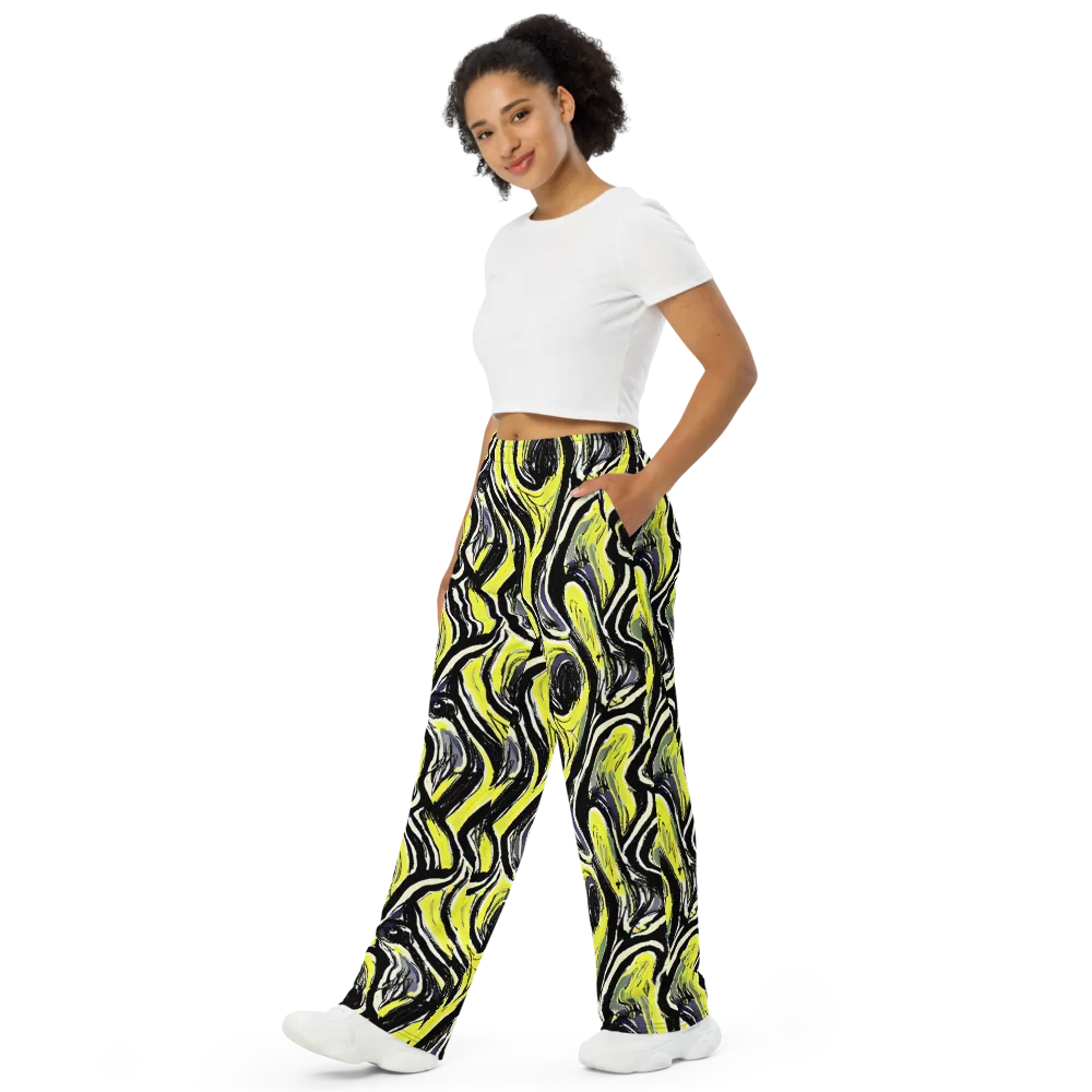 Blacklight Ribbons on Wide-Leg Pants — Left Front