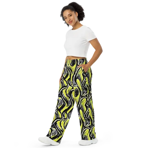 Blacklight Ribbons on a Wide-Leg Pants