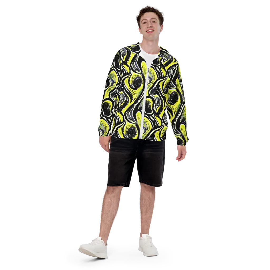 Blacklight Ribbons on Men's Windbreaker — Front
