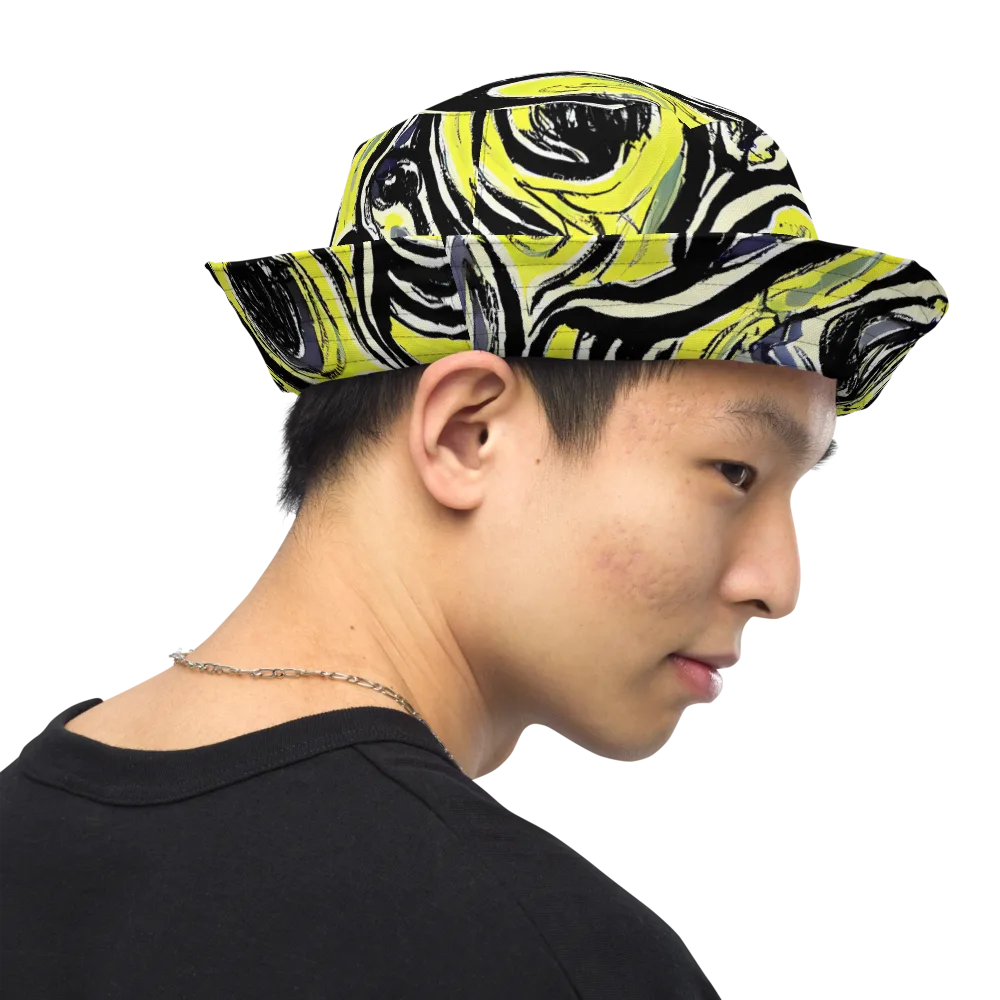 Blacklight Ribbons on Reversible Bucket Hat — Right Outside