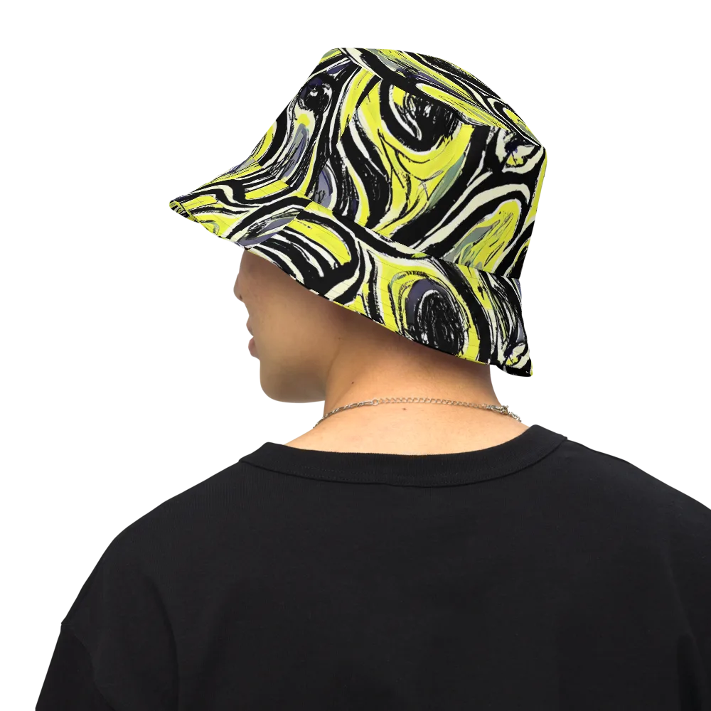 Blacklight Ribbons on Reversible Bucket Hat — Back Inside