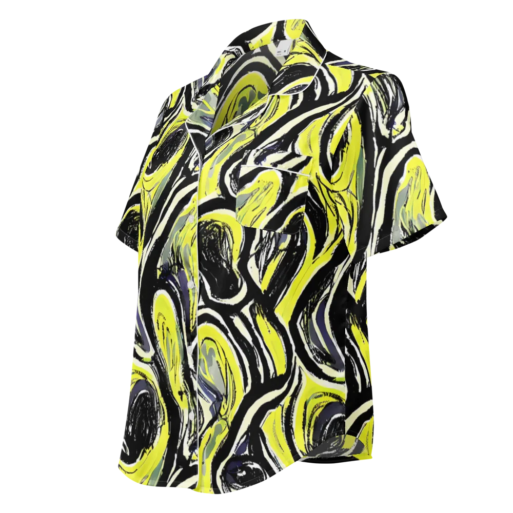 Blacklight Ribbons on Women's Short Sleeve Pajama Top — Left Front