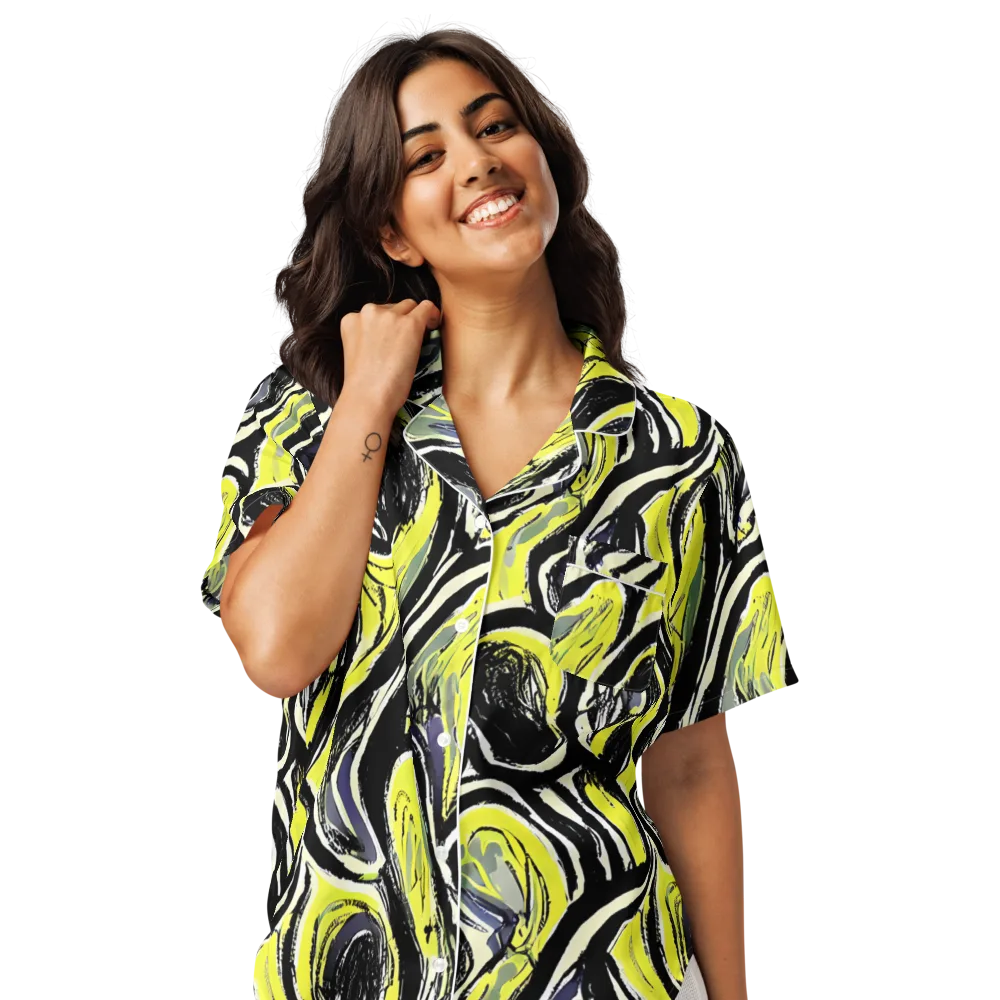 Blacklight Ribbons on Women's Short Sleeve Pajama Top — Front