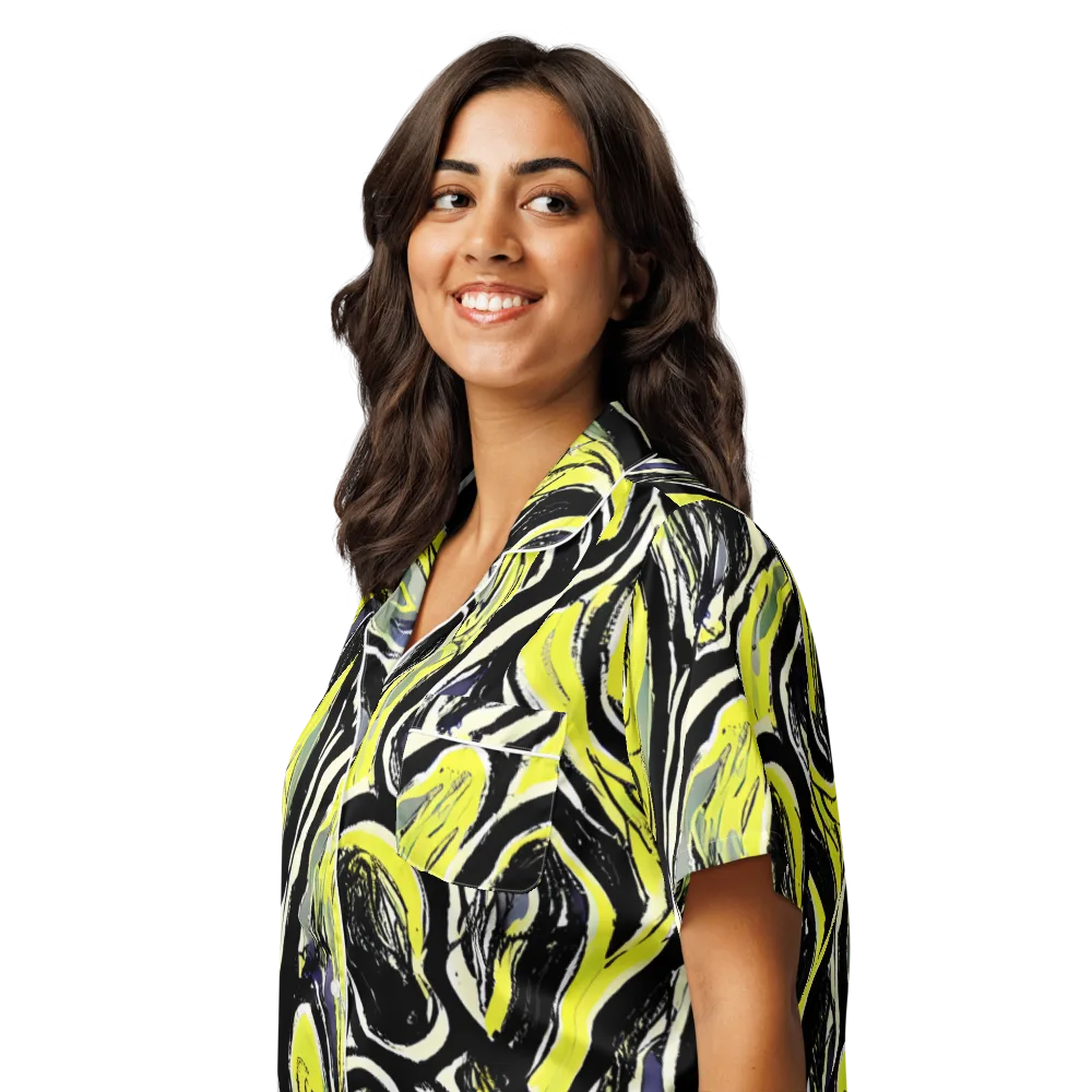 Blacklight Ribbons on Women's Short Sleeve Pajama Top — Left Front