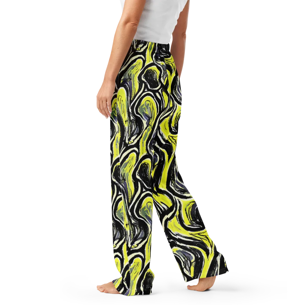 Blacklight Ribbons on Women's Pajama Pants — Left