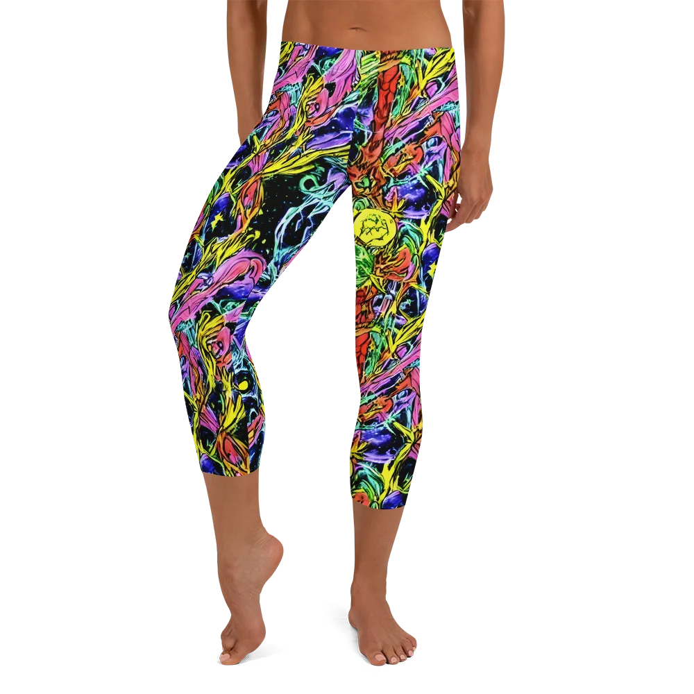 Astral Plumage on Capri Leggings — Front