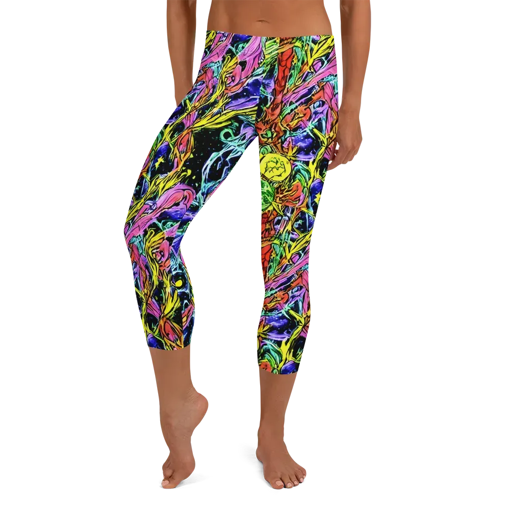Astral Plumage on Capri Leggings — Front