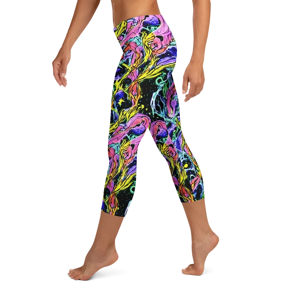 Astral Plumage on Capri Leggings — Left