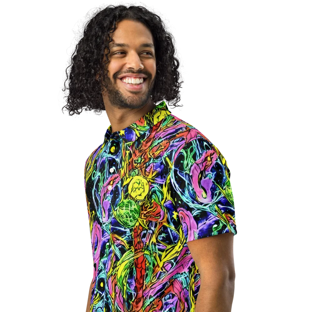 Astral Plumage on Men's Slim Fit Polo Shirt — Left Front