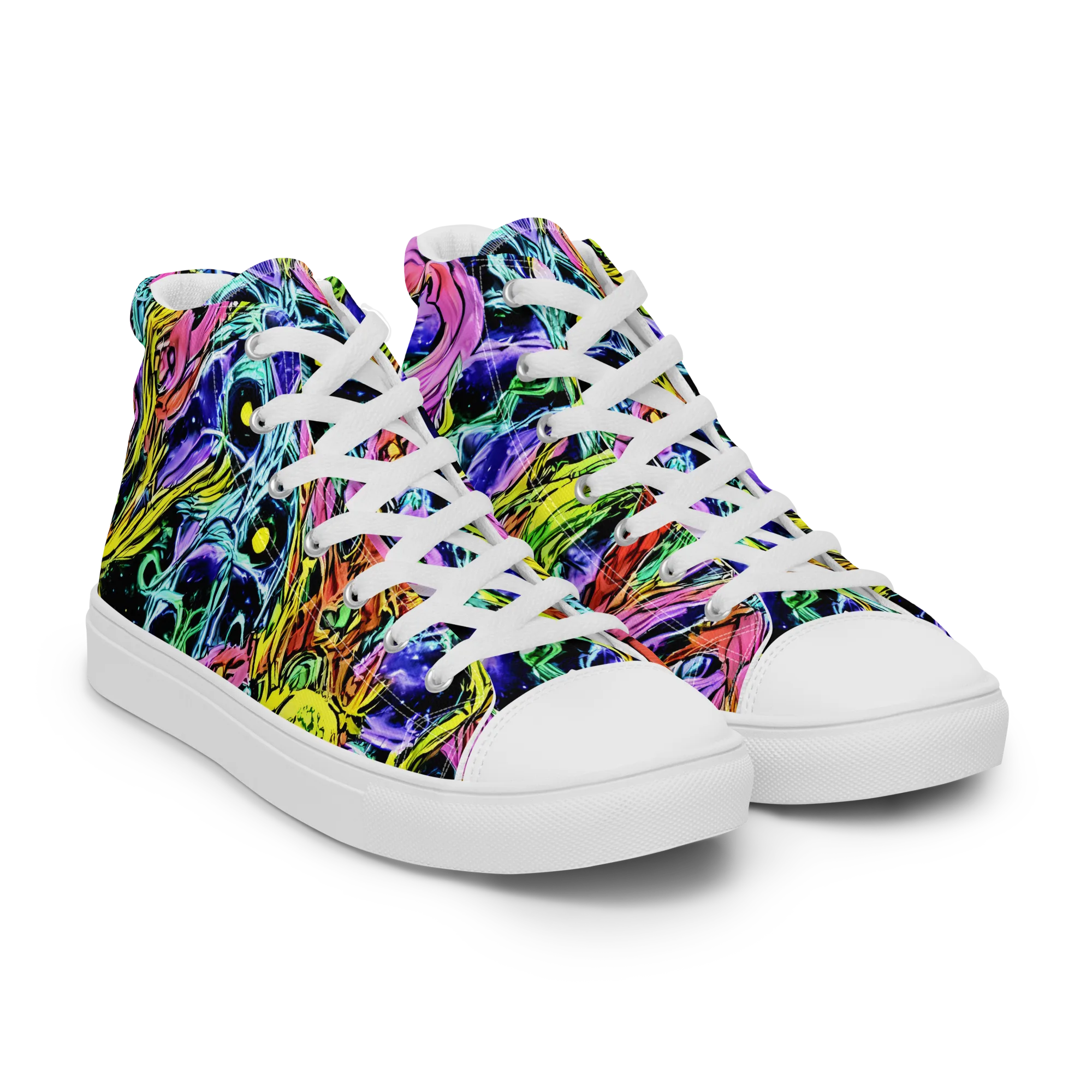 Astral Plumage on Men's High Top Canvas Shoes — Right Front